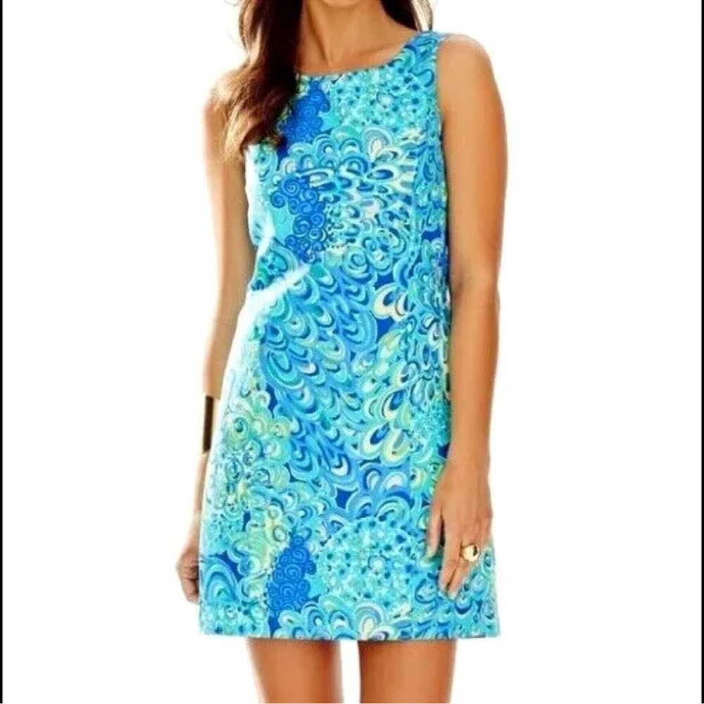 NWT LILLY PULITZER CATHY SHIFT SEA BLUE LILLY'S LAGOON GRAIL! BEAUTIFUL!! - Picture 7 of 14